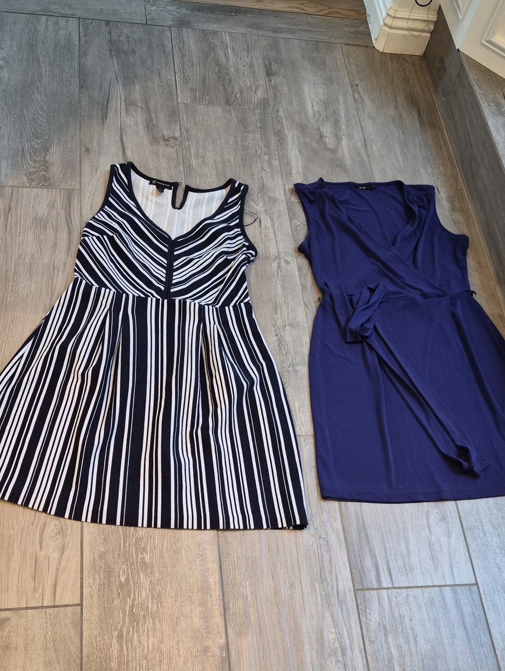 INC International Concepts Navy and White Striped Sleeveless And APT Navy Wrap